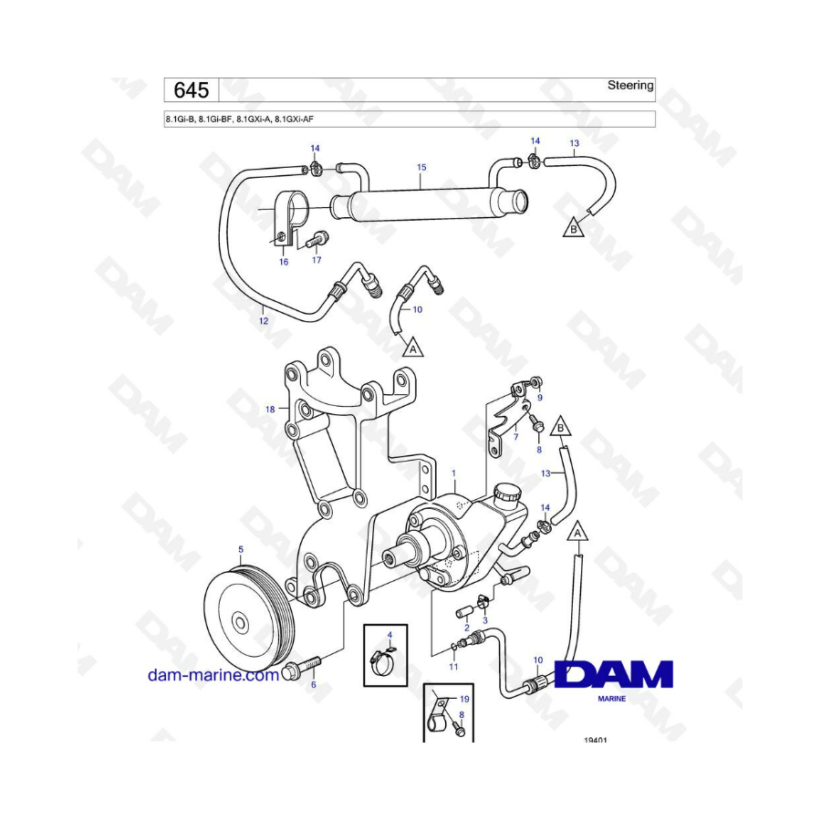 Volvo Penta 8.1L Gi-B / Gi-BF / GXi-A / GXi-AF - Steering