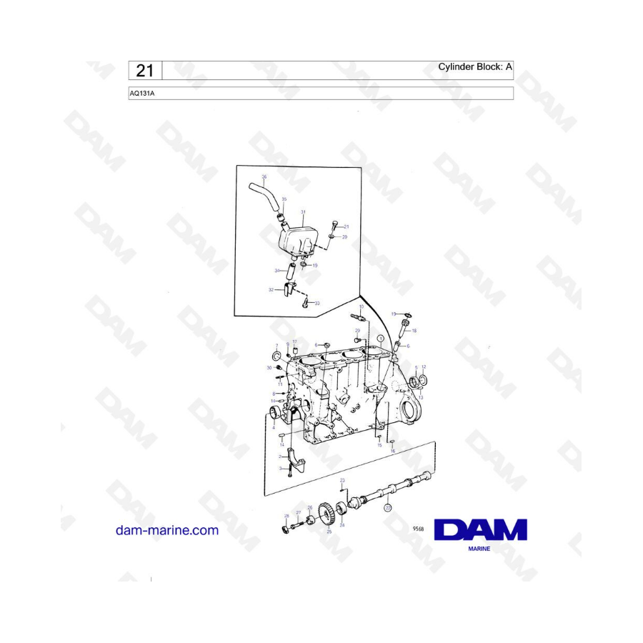 Volvo Penta AQ131A - Cylinder block: A Volvo Penta AQ131A - Cylinder block: A