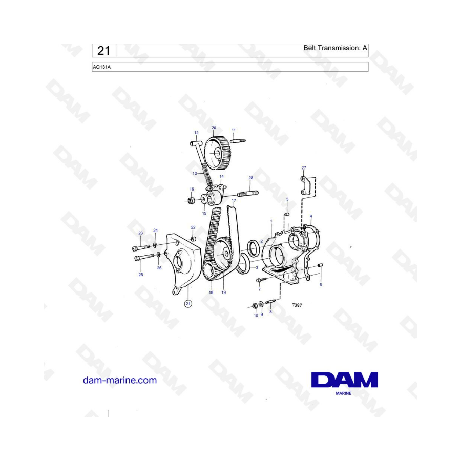 Volvo Penta AQ131A - Belt transmission: A