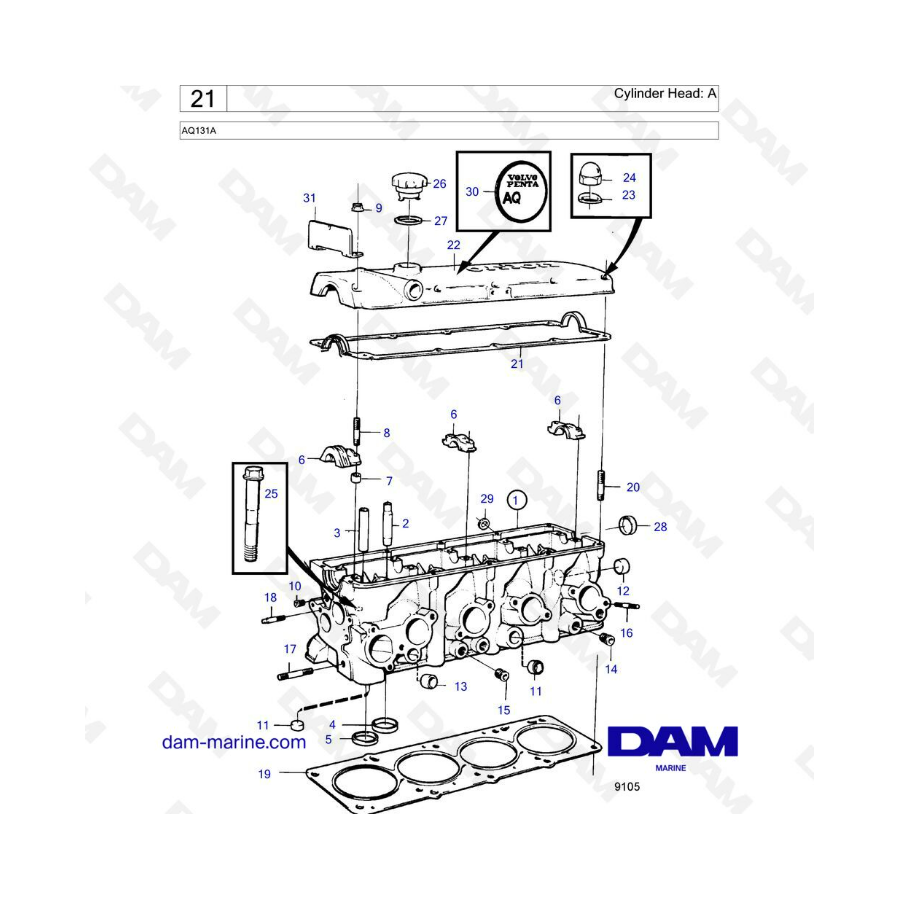 Volvo Penta AQ131A - Culata: A
