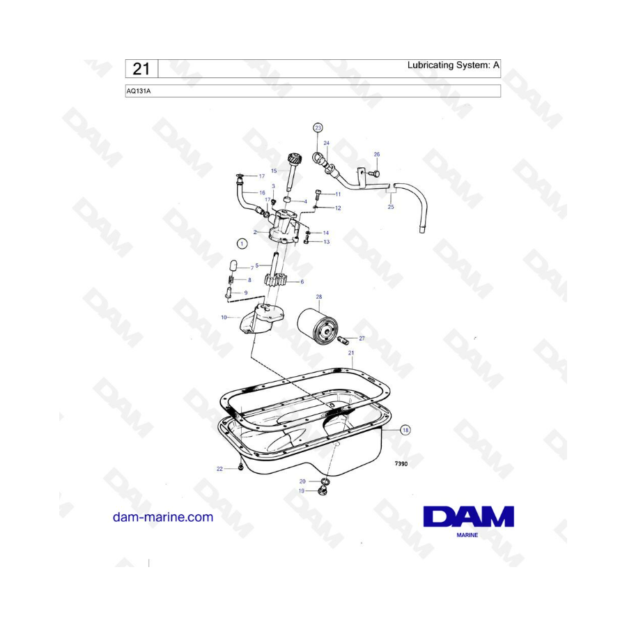 Volvo Penta AQ131A - Lubricating system 