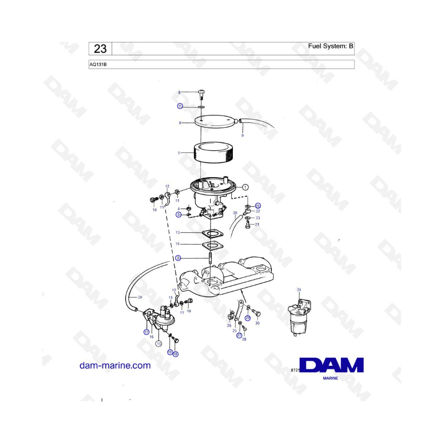 Volvo Penta AQ131B - Sistema de combustible: B