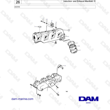 Volvo Penta AQ131D - Induction & exhaust manifold: D