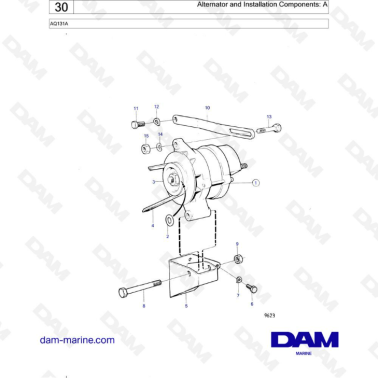 Volvo Penta AQ131A - Alternator & installation components: A