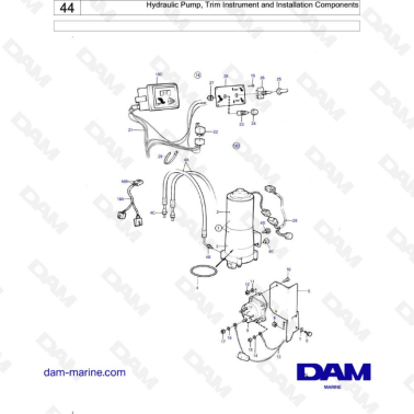 Volvo Penta AQ131A / AQ131B / AQ131C / AQ131D - Hydraulic pump, trim instrument & installation components