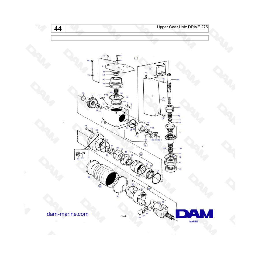 Volvo Penta AQ131A / AQ131B / AQ131C / AQ131D - Upper gear unit: Drive 275