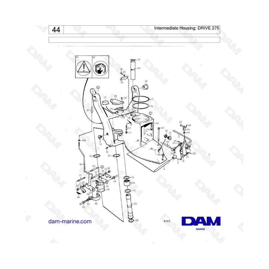 Volvo Penta AQ131A / AQ131B / AQ131C / AQ131D - Carcasa intermedia: DRIVE 275