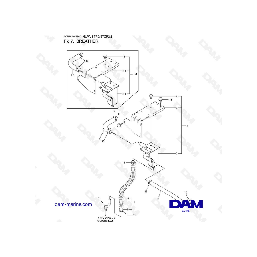 Yanmar 6LPA-STP2 / 6LPA-STZP2 / 6LPA-STZP3 - Breather 
