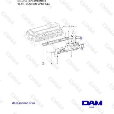 Yanmar 6LPA-STP2 / 6LPA-STZP2 / 6LPA-STZP3 - Suction manifold