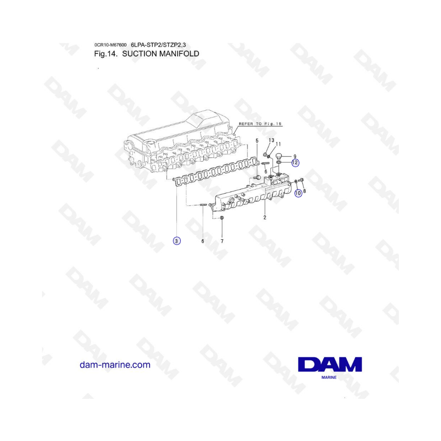 Yanmar 6LPA-STP2 / 6LPA-STZP2 / 6LPA-STZP3 - Suction manifold 