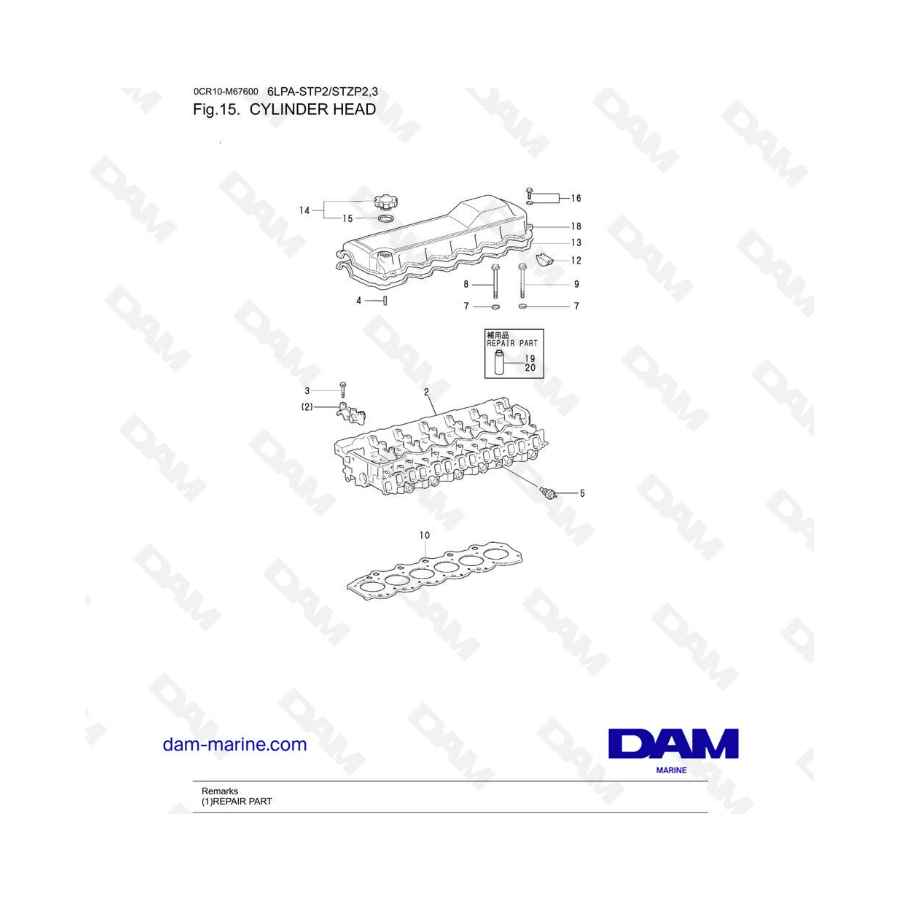 Volvo Penta 6LPA-STP2 / 6LPA-STZP2 / 6LPA-STZP3 - Cylinder head