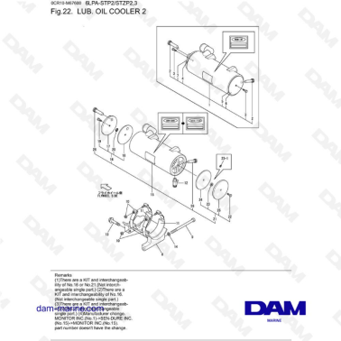 Yanmar 6LPA-STP2 / 6LPA-STZP2 / 6LPA-STZP3 - Lub oil cooler 2