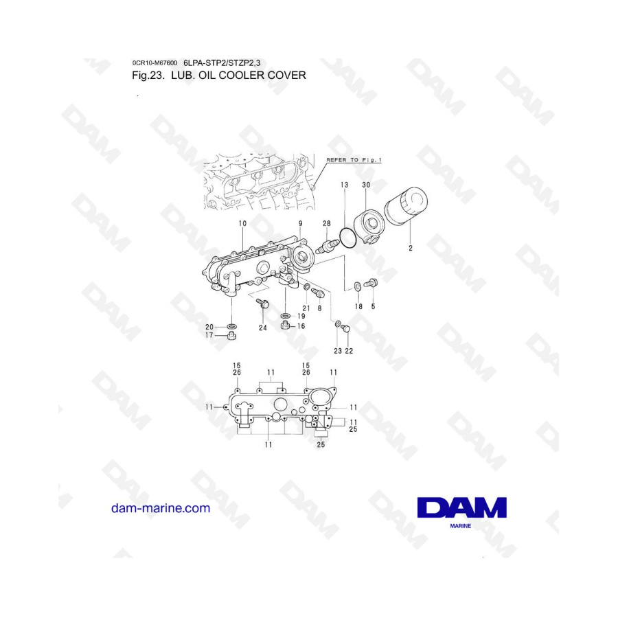 Yanmar 6LPA-STP2 / 6LPA-STZP2 / 6LPA-STZP3 - Lub oil cooler cover