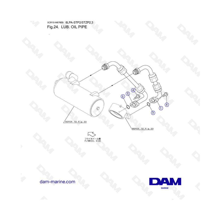 Yanmar 6LPA-STP2 / 6LPA-STZP2 / 6LPA-STZP3 - Lub oil pipe 