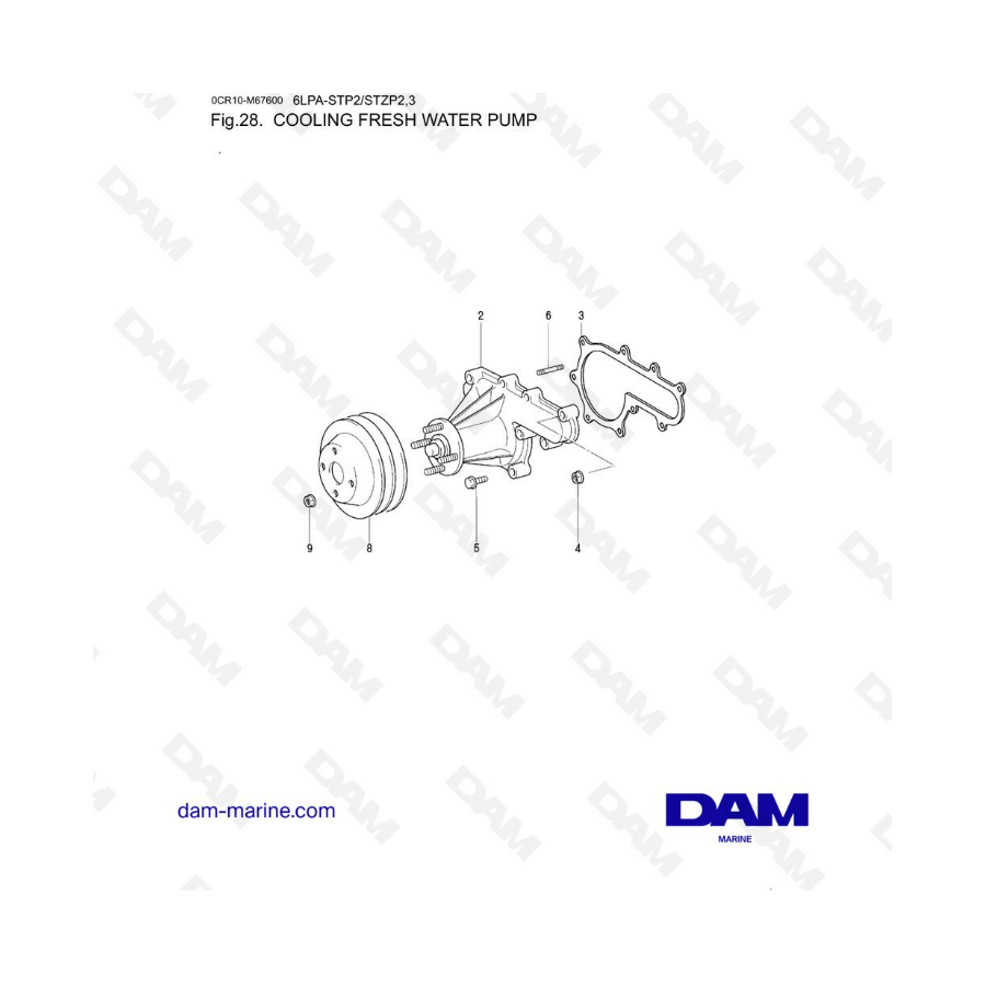 Yanmar 6LPA-STP2 / 6LPA-STZP2 / 6LPA-STZP3 - Cooling fresh water pump