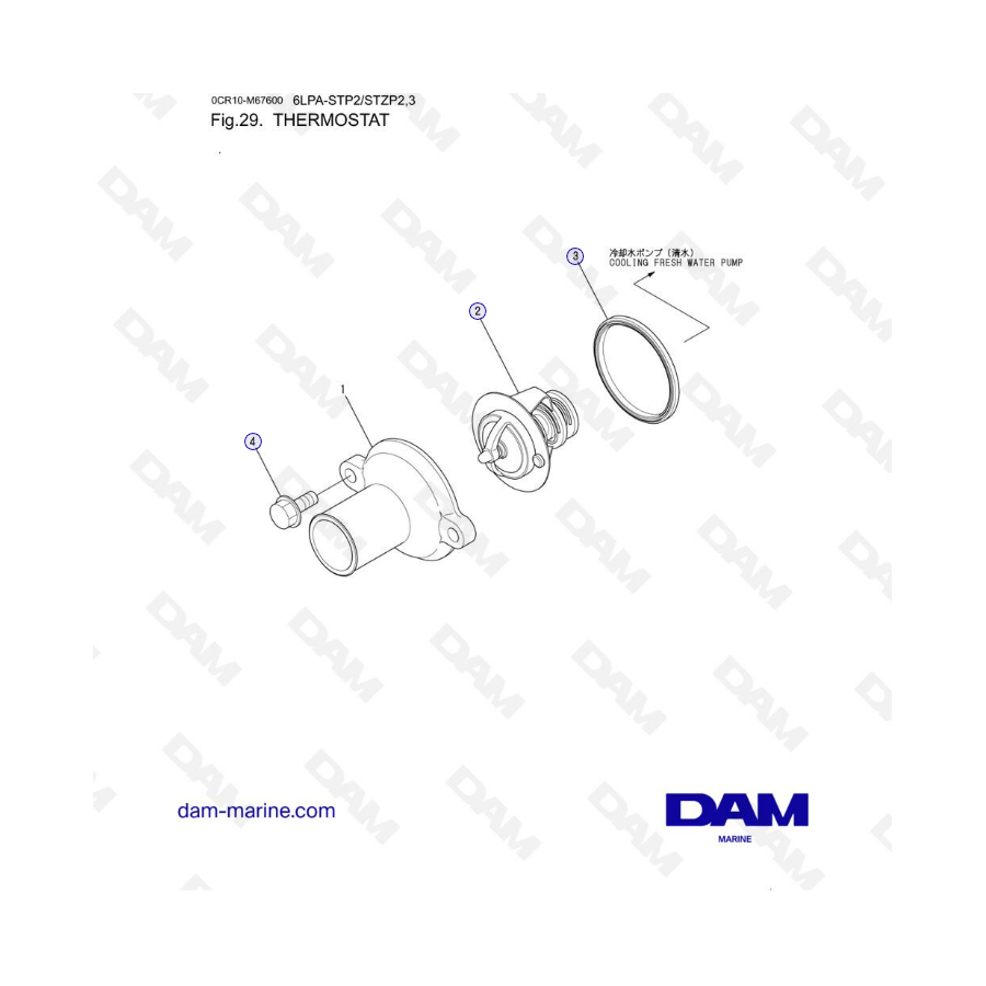Yanmar 6LPA-STP2 / 6LPA-STZP2 / 6LPA-STZP3 - Thermostat
