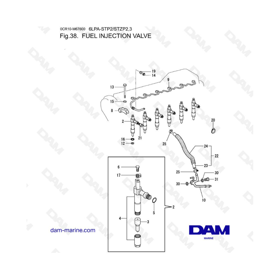 Volvo Penta 6LPA-STP2 / 6LPA-STZP2 / 6LPA-STZP3 - Fuel injection valve