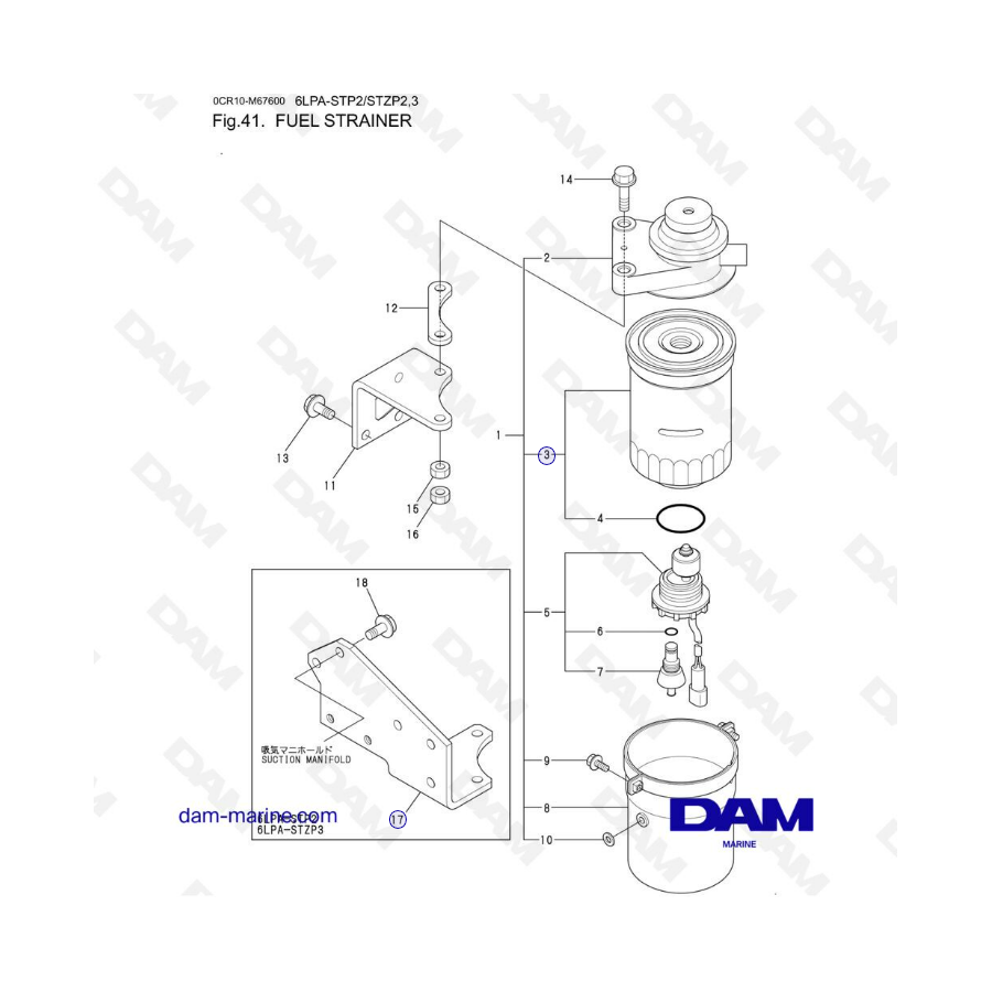 Volvo Penta 6LPA-STP2 / 6LPA-STZP2 / 6LPA-STZP3 - Fuel strainer