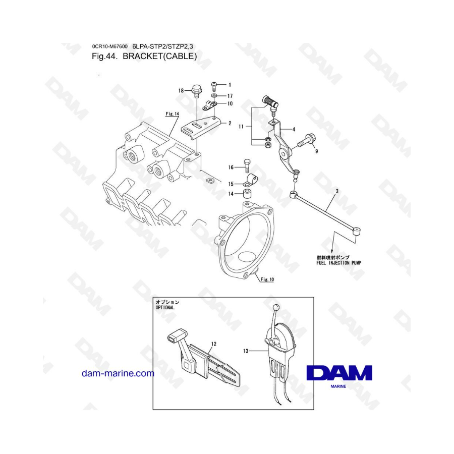 Yanmar 6LPA-STP2 / STZP2 / STZP3 - Soporte (cable)