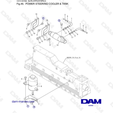 Yanmar 6LPA-STP2 / STZP2 / STZP3 - Power steering cooler & tank