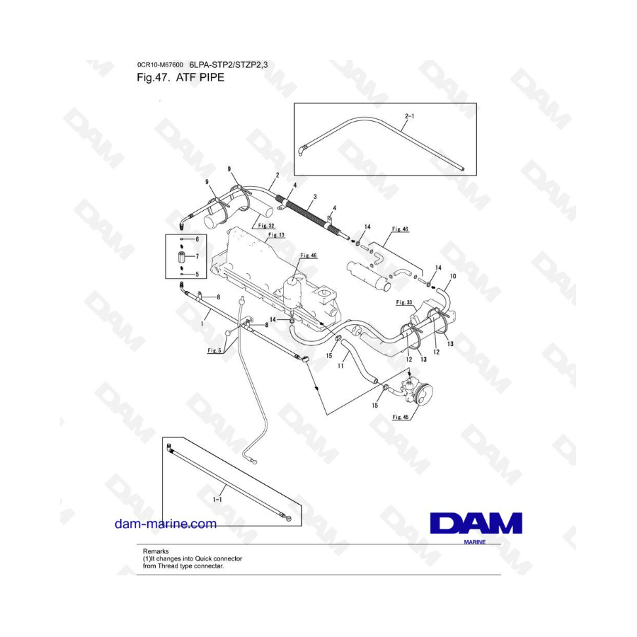 Yanmar 6LPA-STP2 / 6LPA-STZP2 / 6LPA-STZP3 - Tubería de ATF