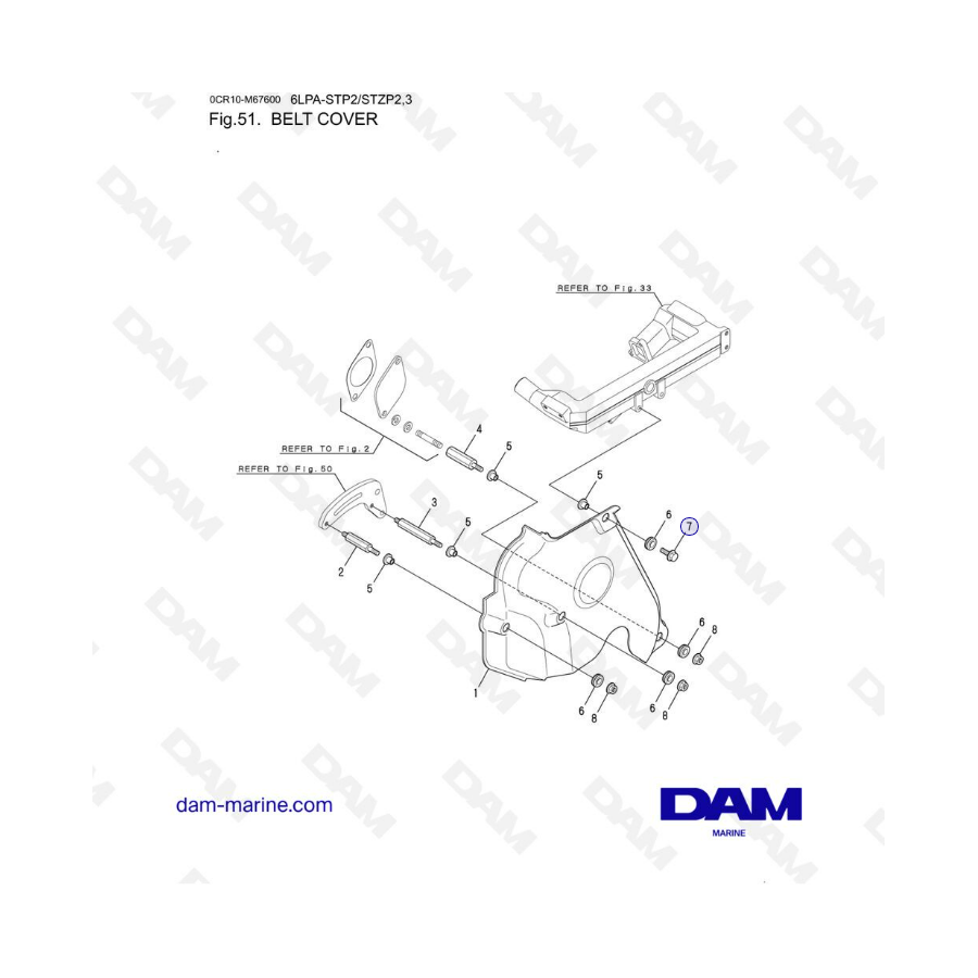 Yanmar 6LPA-STP2 / 6LPA-STZP2 / 6LPA-STZP3 - Belt cover