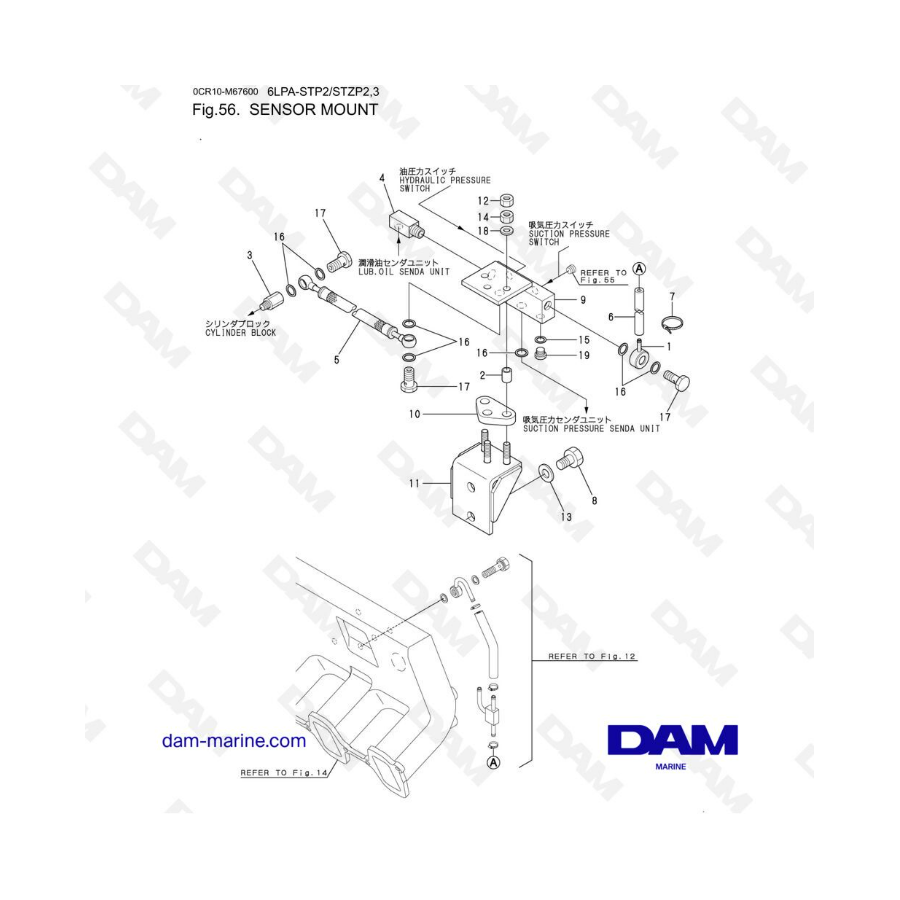 Yanmar 6LPA-STP2 / 6LPA-STZP2 / 6LPA-STZP3 - Montaje del sensor
