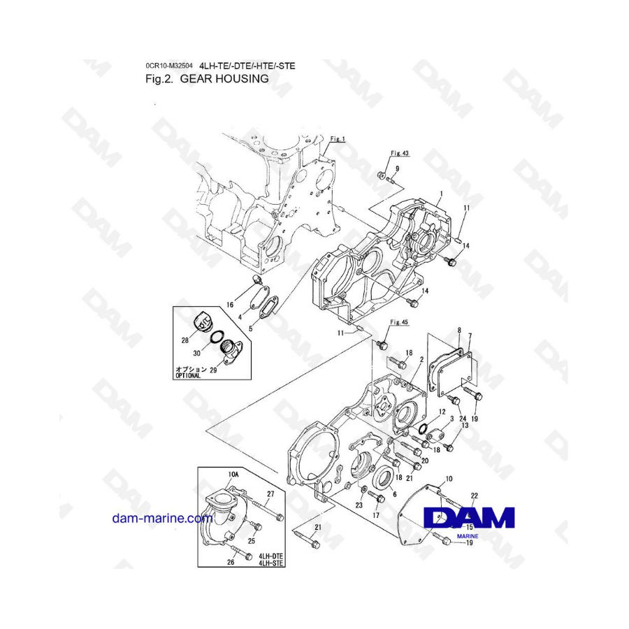 Yanmar 4LH-TE / 4LH-DTE / 4LH-HTE / 4LH-STE - Caja de engranajes