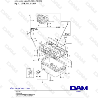 Yanmar 4LH-TE / 4LH-DTE / 4LH-HTE / 4LH-STE - Lub oil sump
