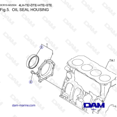 Yanmar 4LH-TE / 4LH-DTE / 4LH-HTE / 4LH-STE - Oil seal housing