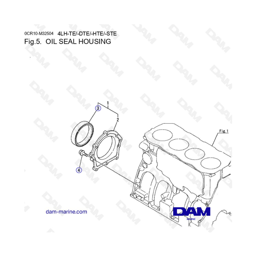 Yanmar 4LH-TE / 4LH-DTE / 4LH-HTE / 4LH-STE - Carcasa del sello de aceite 