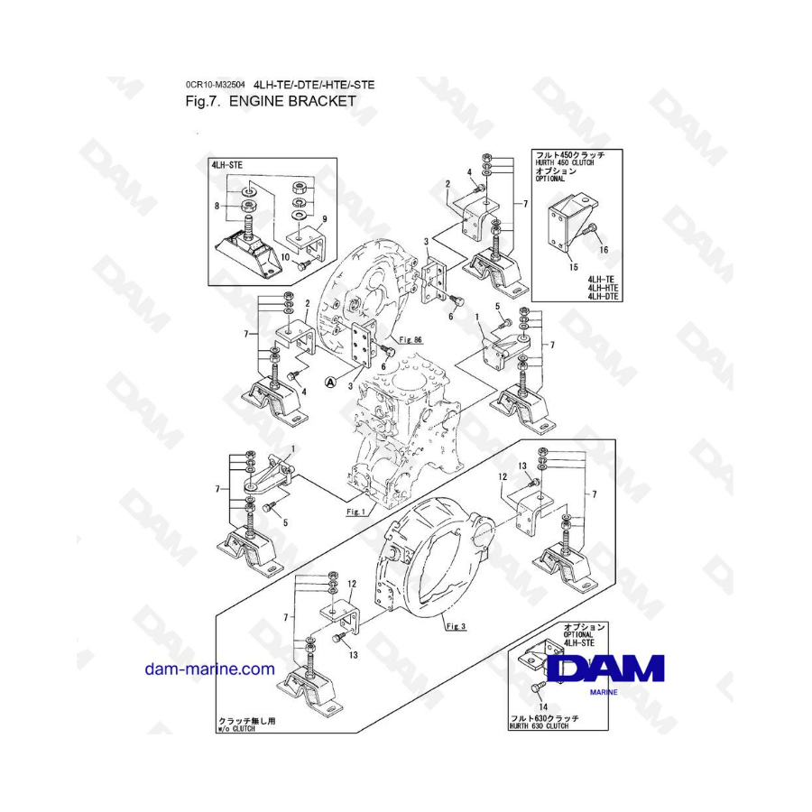 Yanmar 4LH-TE / 4LH-DTE / 4LH-HTE / 4LH-STE - Soporte del motor 