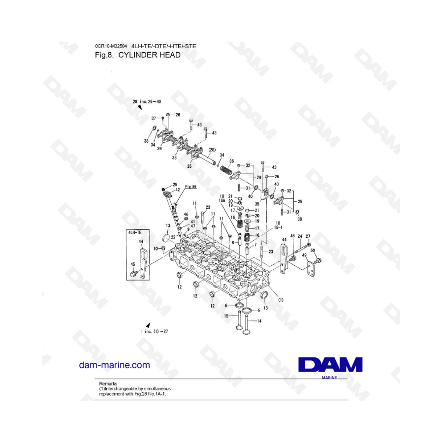 Yanmar 4LH-TE / 4LH-DTE / 4LH-STE / 4LH-HTE - Cylinder head