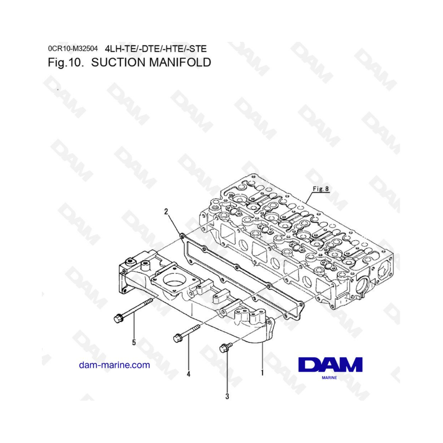 Yanmar 4LH-TE / 4LH-STE / 4LH-HTE / 4LH-DTE - Suction manifold
