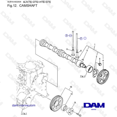 Yanmar 4LH-TE / 4LH-DTE / 4LH-HTE / 4LH-STE - Camshaft