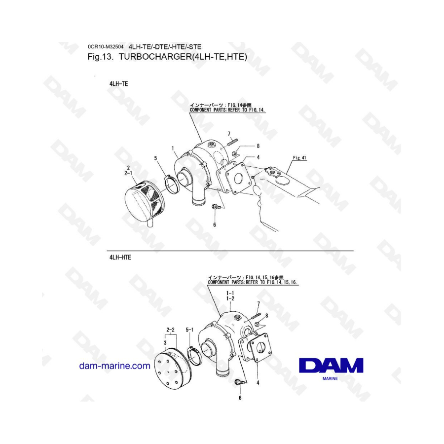 Yanmar 4LH-TE / 4LH-HTE - Turbocharger