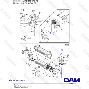Yanmar 4LH-TE / 4LH-DTE / 4LH-HTE / 4LH-STE - Lub oil cooler
