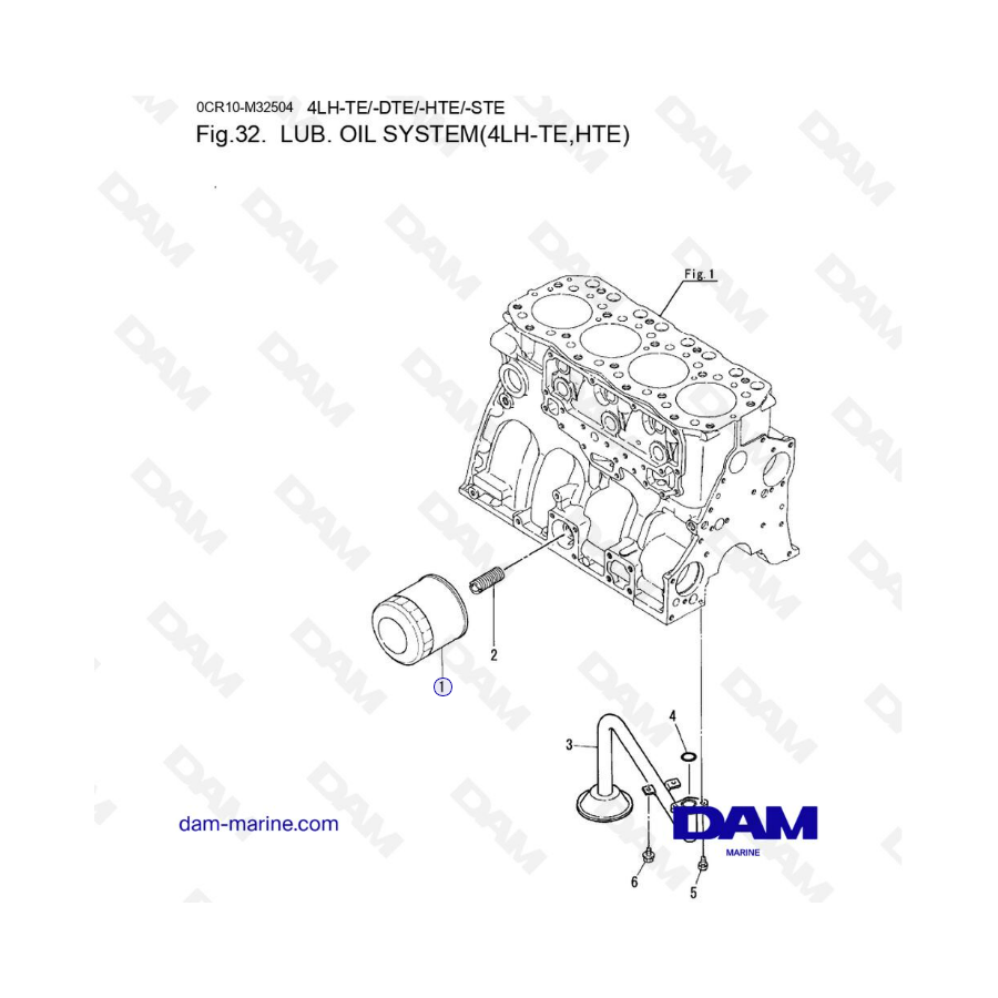 Yanmar 4LH-TE / 4LH-HTE - Lub oil system