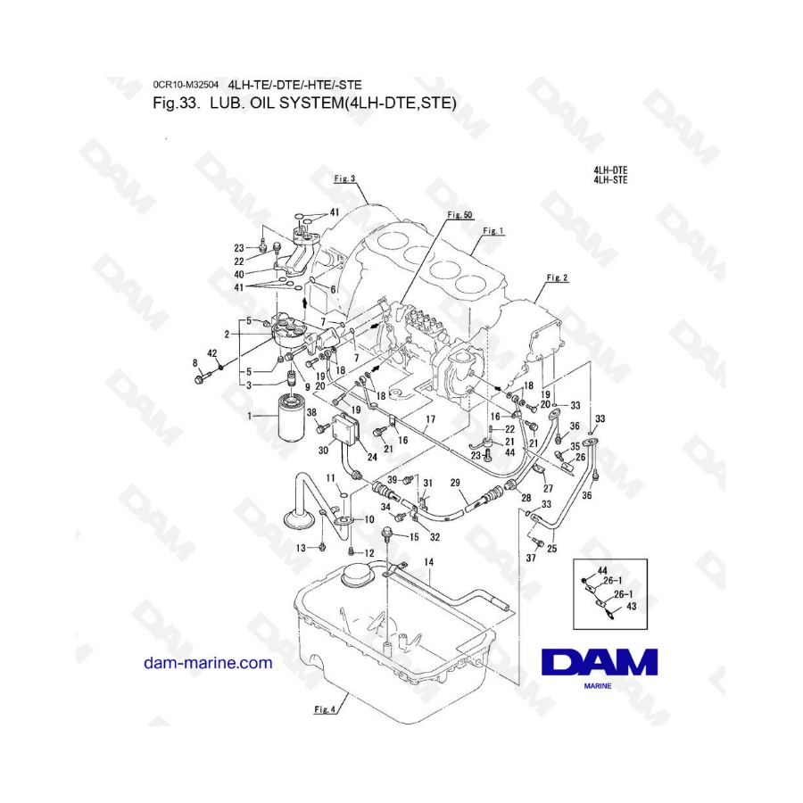 Yanmar 4LH-DTE / 4LH-STE - Sistema de lubricación