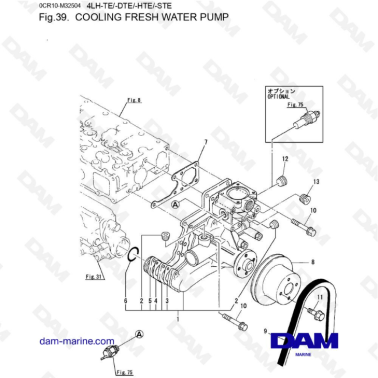 Yanmar 4LH-TE / 4LH-DTE / 4LH-HTE / 4LH-STE - Cooling fresh water pump