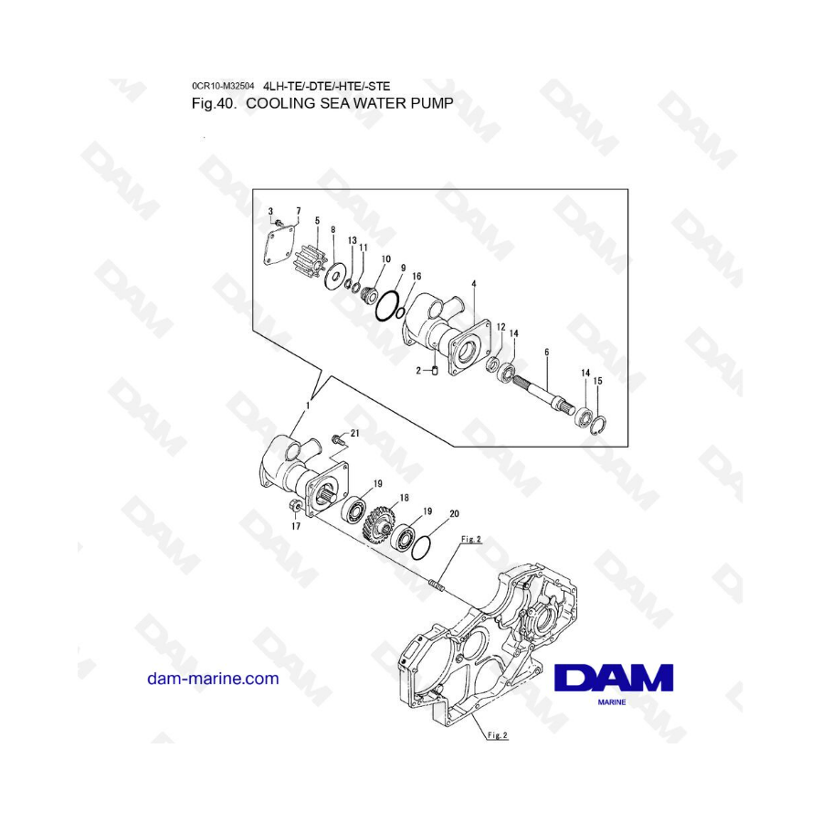 Yanmar 4LH-TE / 4LH-DTE / 4LH-HTE / 4LH-STE - Cooling sea water pump 