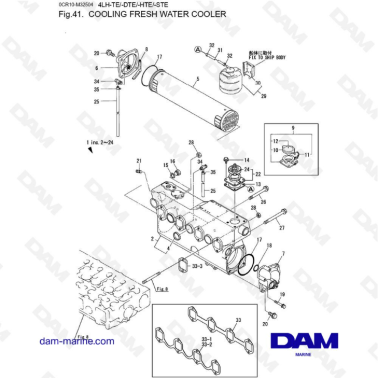 Yanmar 4LH-TE / 4LH-DTE / 4LH-HTE / 4LH-STE - Cooling fresh water cooler