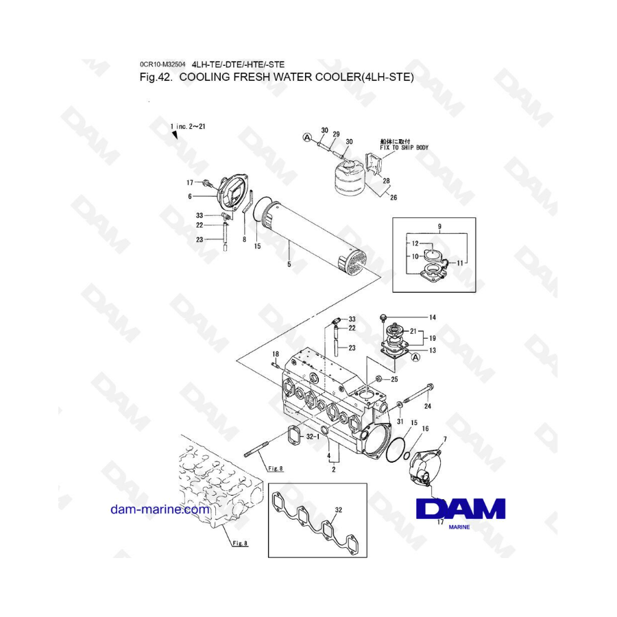 Yanmar 4LH-STE - Cooling fresh water cooler