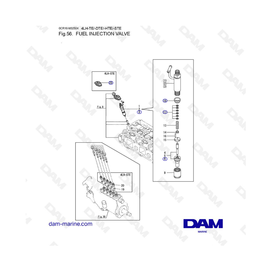 Yanmar 4LH-TE / 4LH-DTE / 4LH-HTE / 4LH-STE - Fuel injection valve 