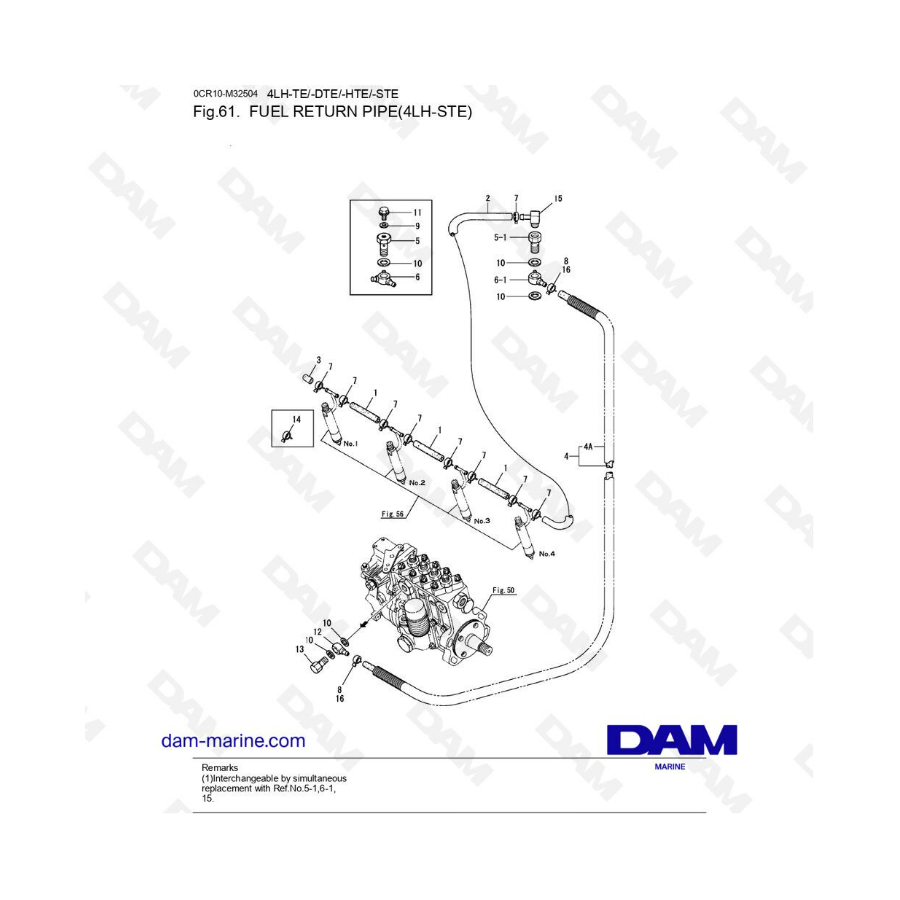 Yanmar 4LH-STE - Fuel return pipe