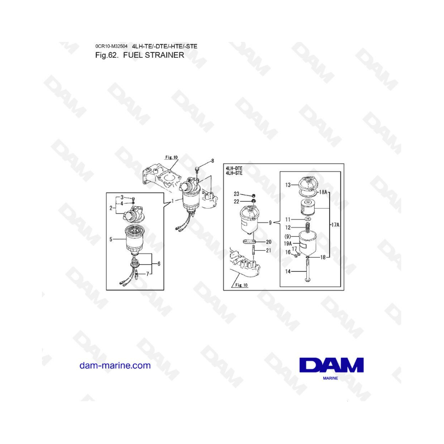 Yanmar 4LH-TE / 4LH-DTE / 4LH-HTE / 4LH-STE - Filtro de combustible