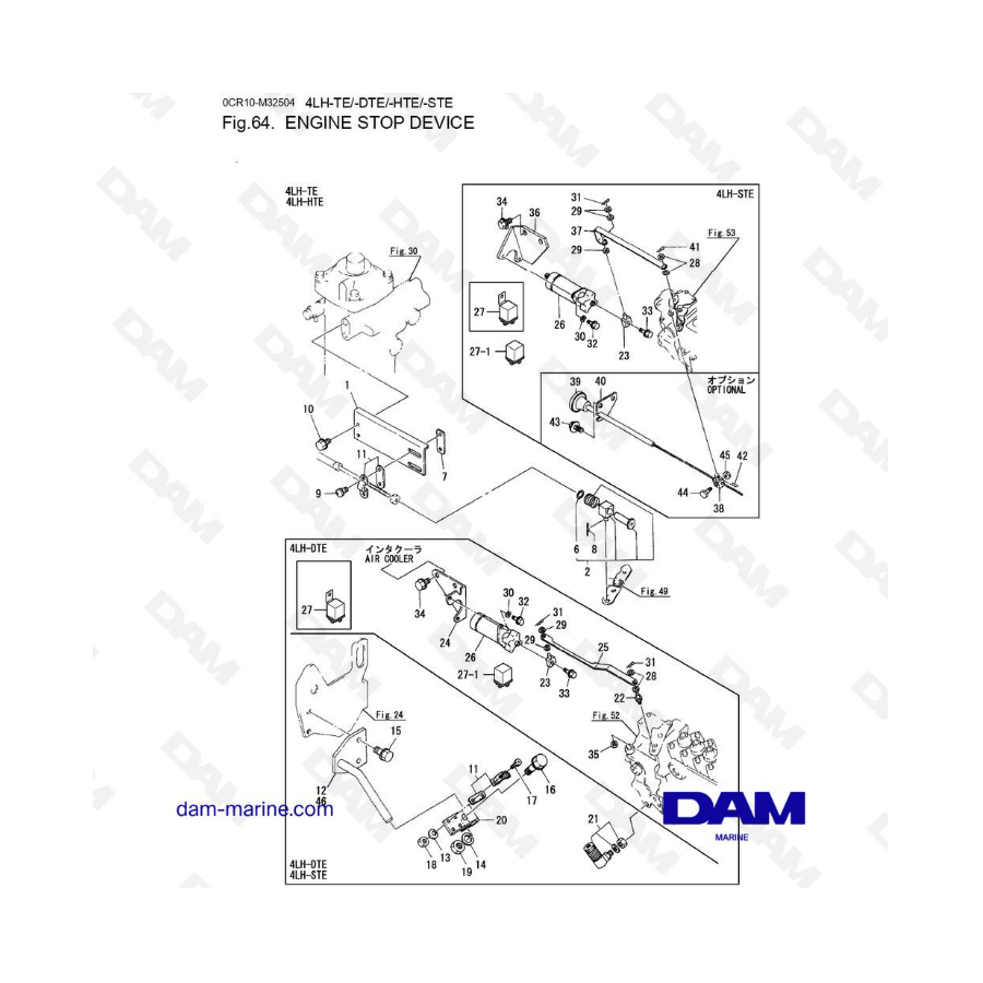 Yanmar 4LH-TE / 4LH-DTE / 4LH-HTE / 4LH-STE - Engine stop device