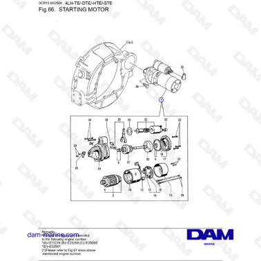 Yanmar 4LH-TE / 4LH-DTE / 4LH-HTE / 4LH-STE - Starting motor