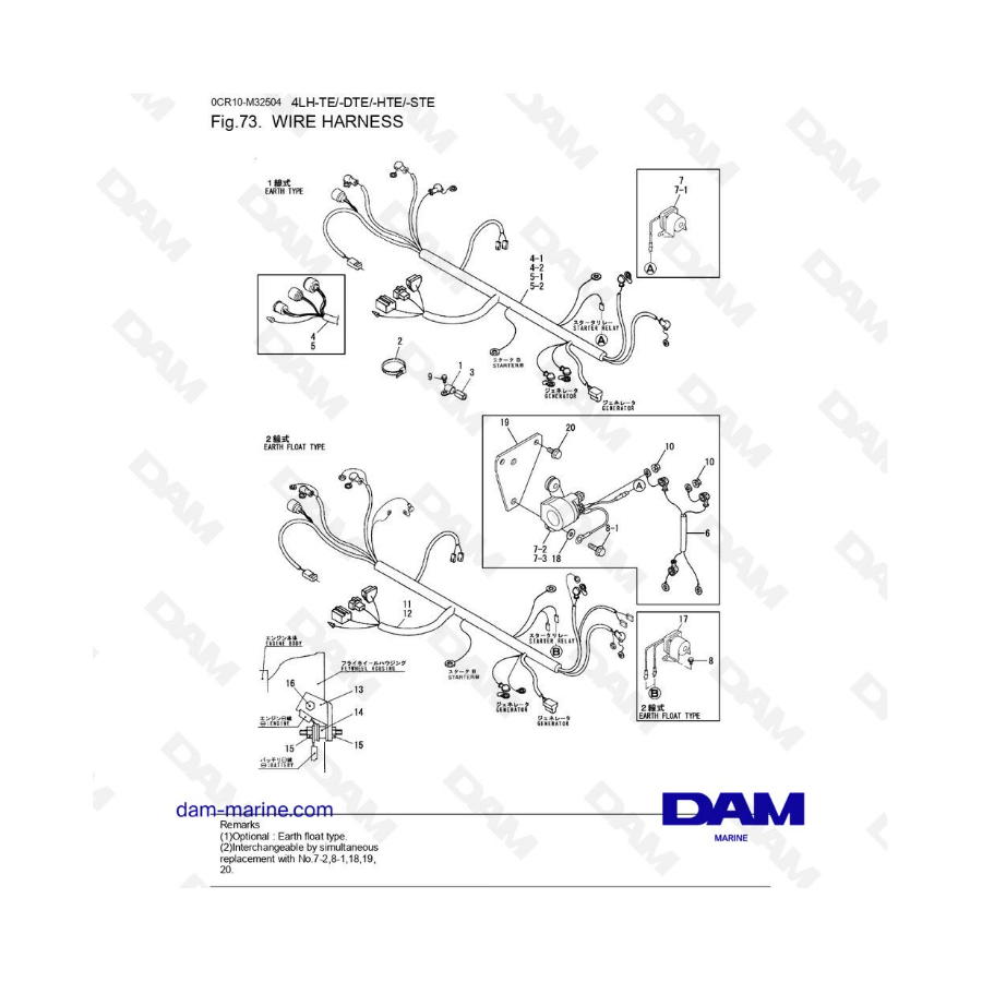 Yanmar 4LH-TE / 4LH-DTE / 4LH-HTE / 4LH-STE - Wire harness