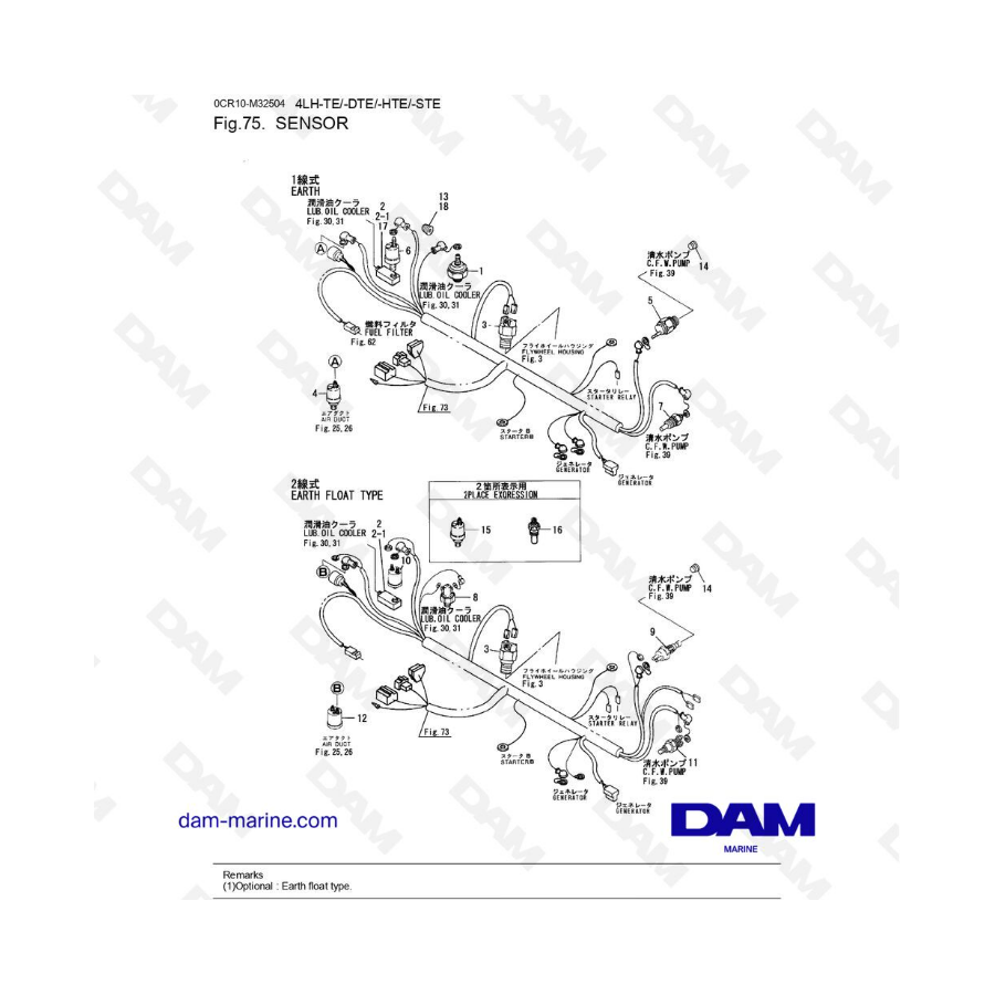 Yanmar 4LH-TE / 4LH-DTE / 4LH-HTE / 4LH-STE - Sensor 